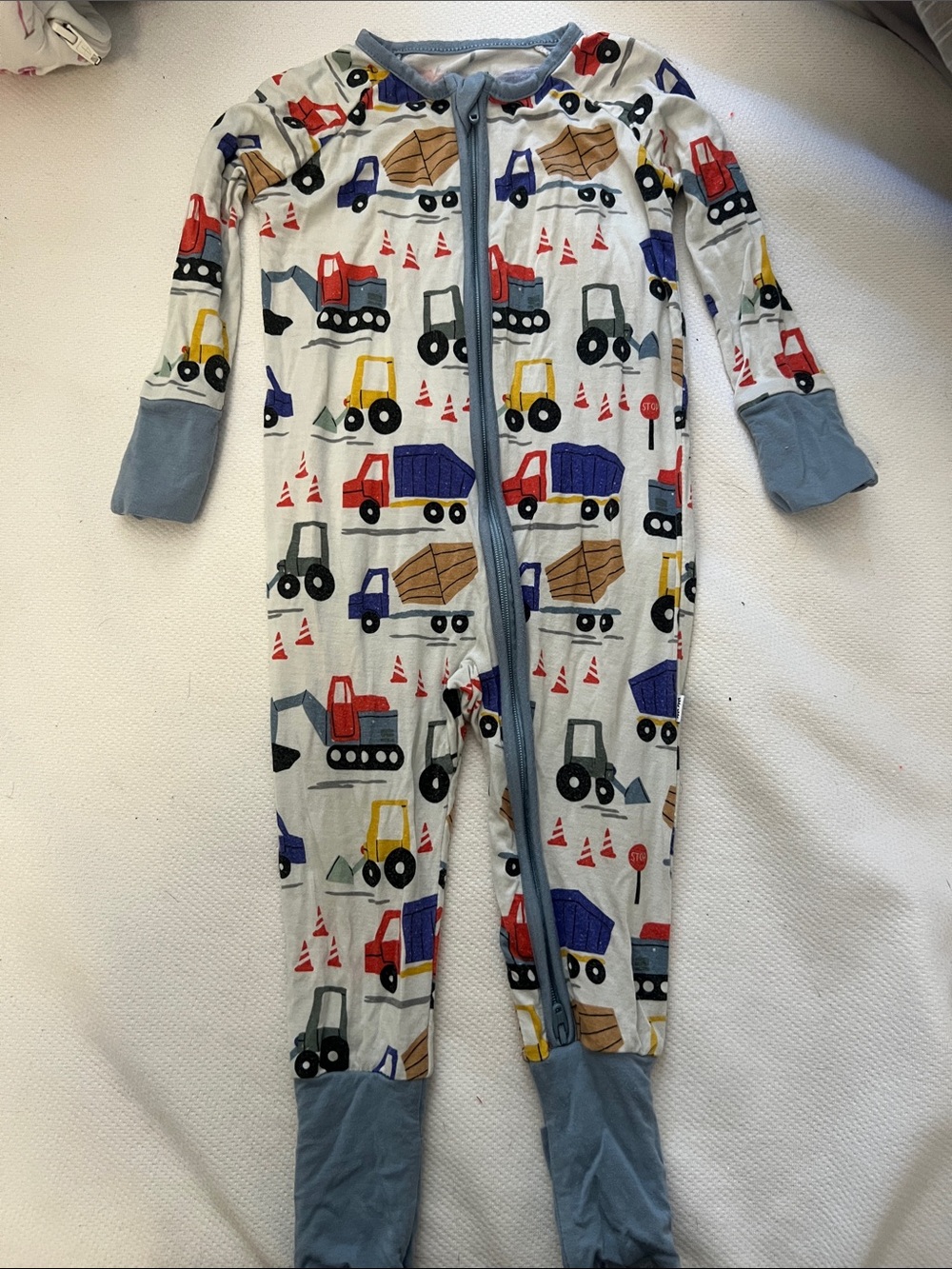 Little Sleepies -Kids Construction Print One-Piece Pajamas - Blue Multi